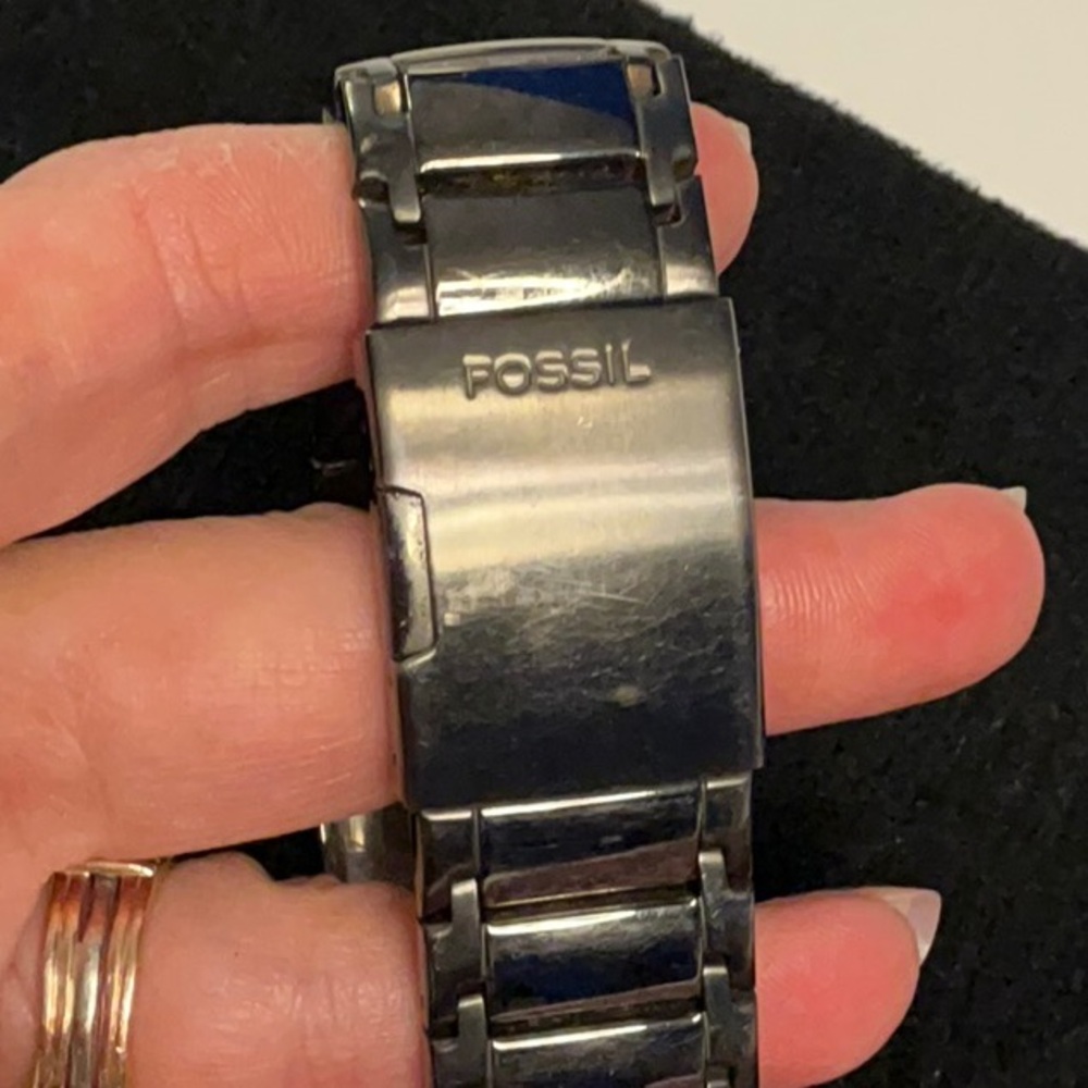 Fossil Arkitekt Unisex Silver Rectangular Watch Gunmetal Stainless Steel - Picture 5 of 5